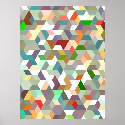 Abstraktes geometrisches isometrisches Würfelmuste Poster (Vorne)