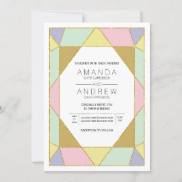 Abstraktes geometrisches Juwel Pink Minze Moderne  Einladung