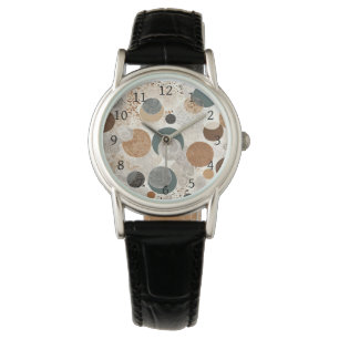 Abstraktes geometrisches Kreis-Muster neutral Boho Armbanduhr