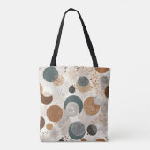 Abstraktes geometrisches Kreis-Muster neutral Boho Tasche (Rückseite)