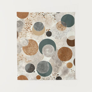 Abstraktes geometrisches Kreis-Muster neutral Boho Wandteppich