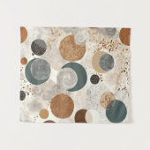 Abstraktes geometrisches Kreis-Muster neutral Boho Wandteppich (Vorderseite (Horizontal))