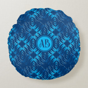 Abstraktes geometrisches Marine-Muster Rundes Kissen