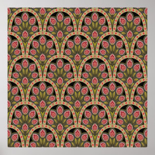 abstraktes geometrisches Mogul-Motiv-Blumenmuster  Poster
