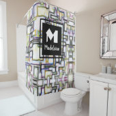 Abstraktes geometrisches Monogramm für Wasserfarbe Duschvorhang (Beispiel)