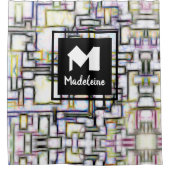 Abstraktes geometrisches Monogramm für Wasserfarbe Duschvorhang (Vorderseite)