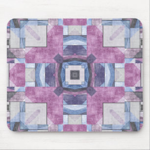 Abstraktes geometrisches Mosaik Lila, Blau und Gra Mousepad
