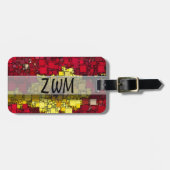 Abstraktes geometrisches Mosaik, rot, gelb und gol Gepäckanhänger (Vorderseite horizontal)