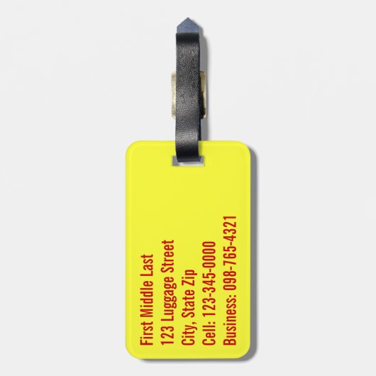 Abstraktes geometrisches Mosaik, rot, gelb und gol Gepäckanhänger (Rückseite vertikal)