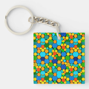 Abstraktes geometrisches Mosaikmuster Schlüsselanhänger