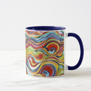 Abstraktes geometrisches Muster 39 mit welligen Li Tasse