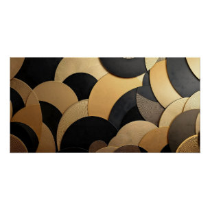 Abstraktes geometrisches Muster aus Gold und Schwa Poster