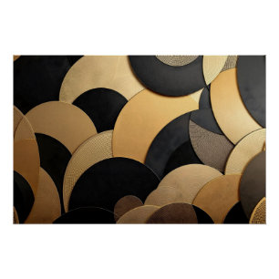 Abstraktes geometrisches Muster aus Gold und Schwa Poster