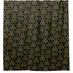 Abstraktes geometrisches Muster aus Schwarz und Go Duschvorhang