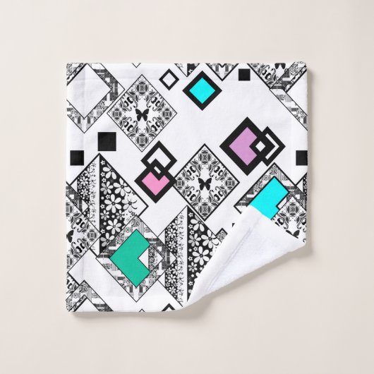 Abstraktes geometrisches Muster Badhandtuch Set (Waschlappen)