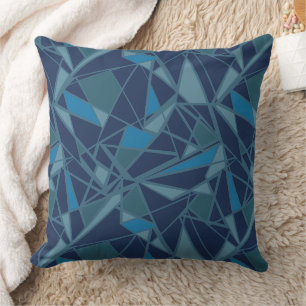 Abstraktes geometrisches Muster blau Kissen