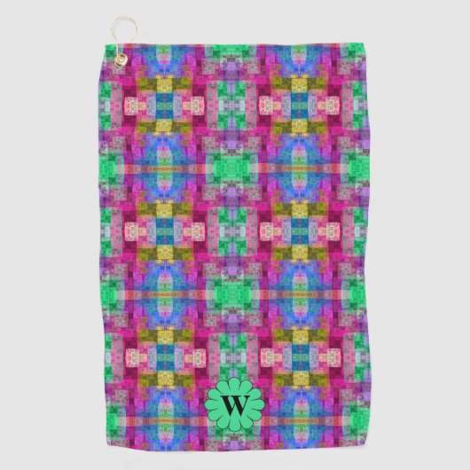 Abstraktes geometrisches Muster, blau, rosa, kunde Golfhandtuch (Vorderseite)