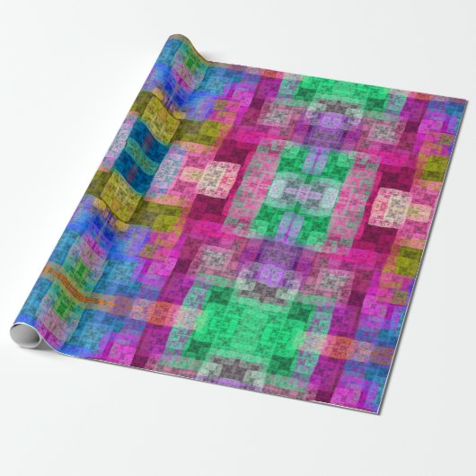 Abstraktes geometrisches Muster, blau, rosa, moder Geschenkpapier (Ungerollt)