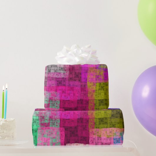 Abstraktes geometrisches Muster, blau, rosa, moder Geschenkpapier (Partygeschenke)