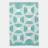 Abstraktes geometrisches Muster - blau und weiß. Geschirrtuch (Vertikal)