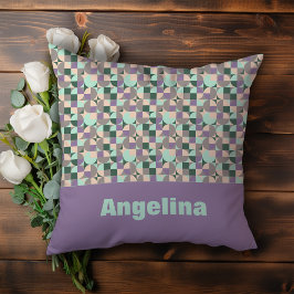 Abstraktes geometrisches Muster der grünen Lavende Kissen