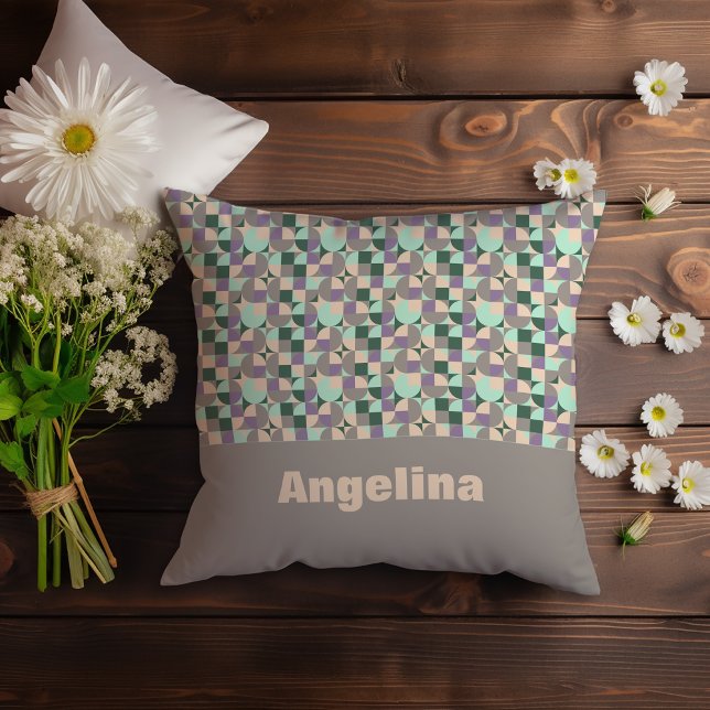 Abstraktes geometrisches Muster der grünen Lavende Kissen (Von Creator hochgeladen)