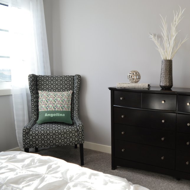 Abstraktes geometrisches Muster der grünen Lavende Kissen (Von Creator hochgeladen)