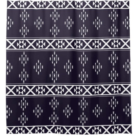 Abstraktes geometrisches Muster Design Blaue Rücks Duschvorhang (Vorderseite)