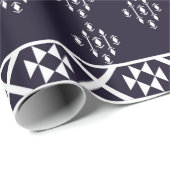 Abstraktes geometrisches Muster Design Blaue Rücks Geschenkpapier (Rolleneckpunkt)