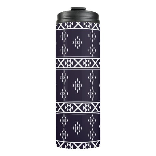 Abstraktes geometrisches Muster Design Blaue Rücks Thermosbecher (Vorderseite)