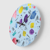 Abstraktes geometrisches Muster für Wasserfarben Große Wanduhr (Winkel)