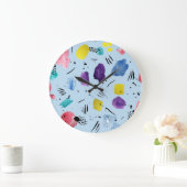 Abstraktes geometrisches Muster für Wasserfarben Große Wanduhr (Zuhause)