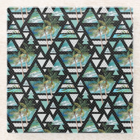 Abstraktes geometrisches Muster Glasuntersetzer (Vorderseite)