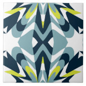 Abstraktes geometrisches Muster in der Marine, Aqu Fliese (Vorderseite)