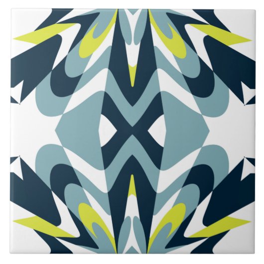 Abstraktes geometrisches Muster in der Marine, Aqu Fliese (Vorderseite)