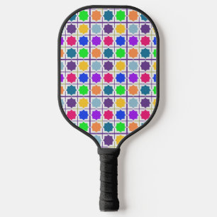 Abstraktes geometrisches Muster in fett gefärbten  Pickleball Schläger