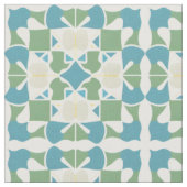 Abstraktes geometrisches Muster in grün und blau Stoff (Nahaufnahme)