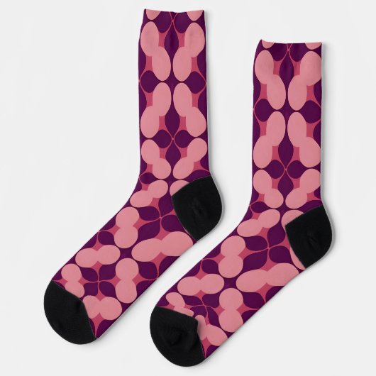 Abstraktes geometrisches Muster in rosa und Lila T Socken (Linkes Detail)