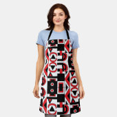 Abstraktes geometrisches Muster in Schwarz-Weiß Schürze (Getragen)