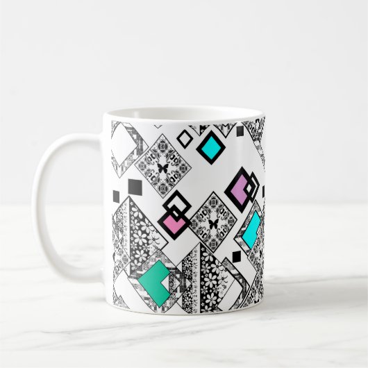 Abstraktes geometrisches Muster Kaffeetasse (Links)