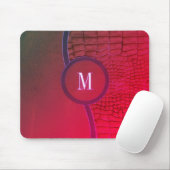 Abstraktes geometrisches Muster Leder dunkelrot  Mousepad (Mit Mouse)