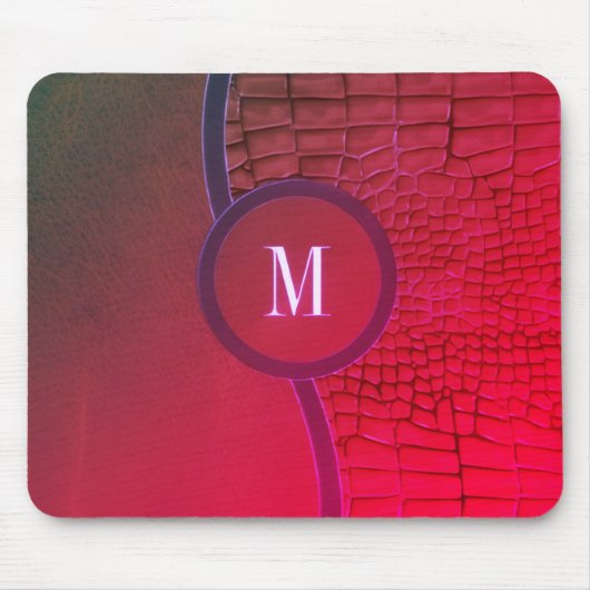 Abstraktes geometrisches Muster Leder dunkelrot  Mousepad (Vorne)