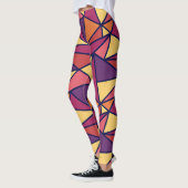 Abstraktes geometrisches Muster, Lila, gelb, orang Leggings (Links)
