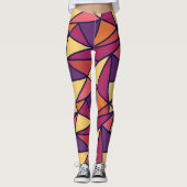 Abstraktes geometrisches Muster, Lila, gelb, orang Leggings (Vorderseite)