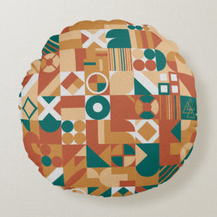 Abstraktes geometrisches Muster. Mehrfarbige Figur Rundes Kissen