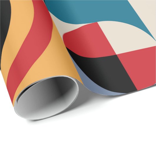 Abstraktes geometrisches Muster. Memphis style pri Geschenkpapier (Rolleneckpunkt)