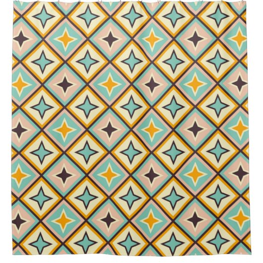Abstraktes geometrisches Muster mit Diamantformen Duschvorhang (Vorderseite)