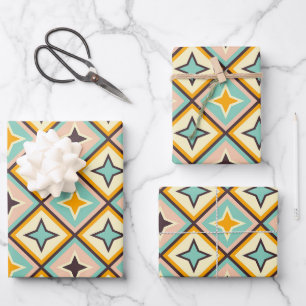 Abstraktes geometrisches Muster mit Diamantformen Geschenkpapier Set