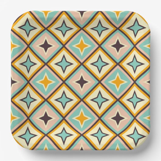 Abstraktes geometrisches Muster mit Diamantformen Pappteller (Vorderseite)