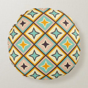 Abstraktes geometrisches Muster mit Diamantformen Rundes Kissen